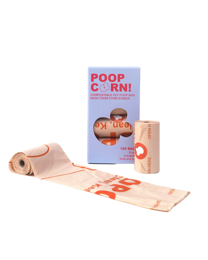 Poopcorn Biodegradable Poop Bags (8 Rolls/Box)