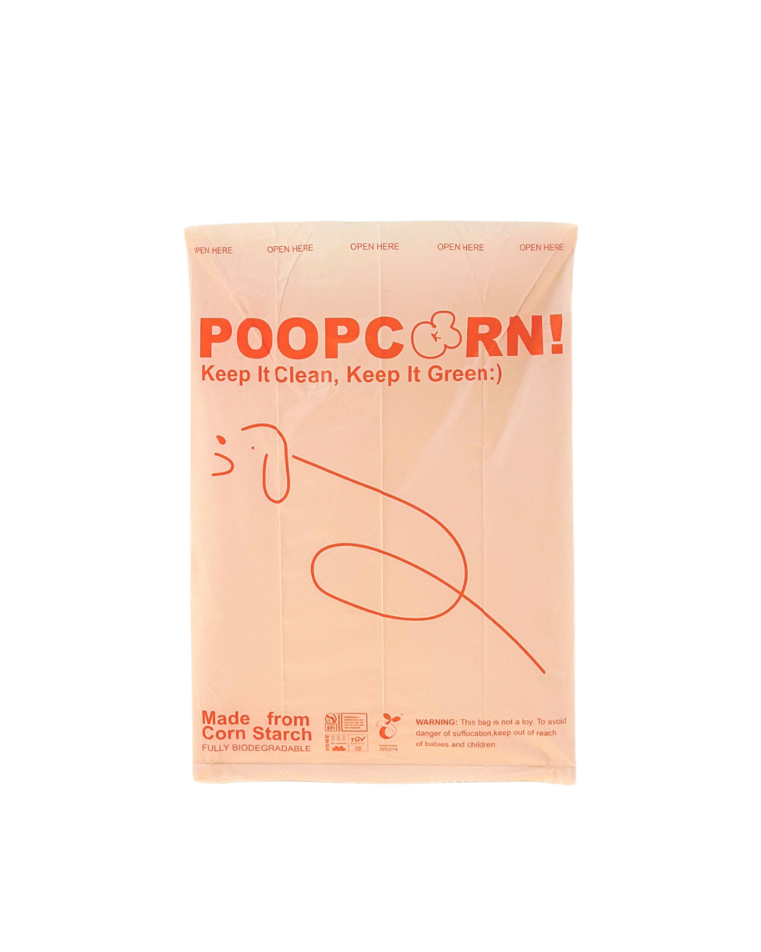 Poopcorn Biodegradable Poop Bags (8 Rolls/Box)